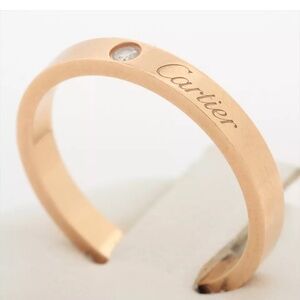 Authentic Cartier 18k Engraved 1P diamond Ring 750(PG) 4.4g; size 60; US Ring Si